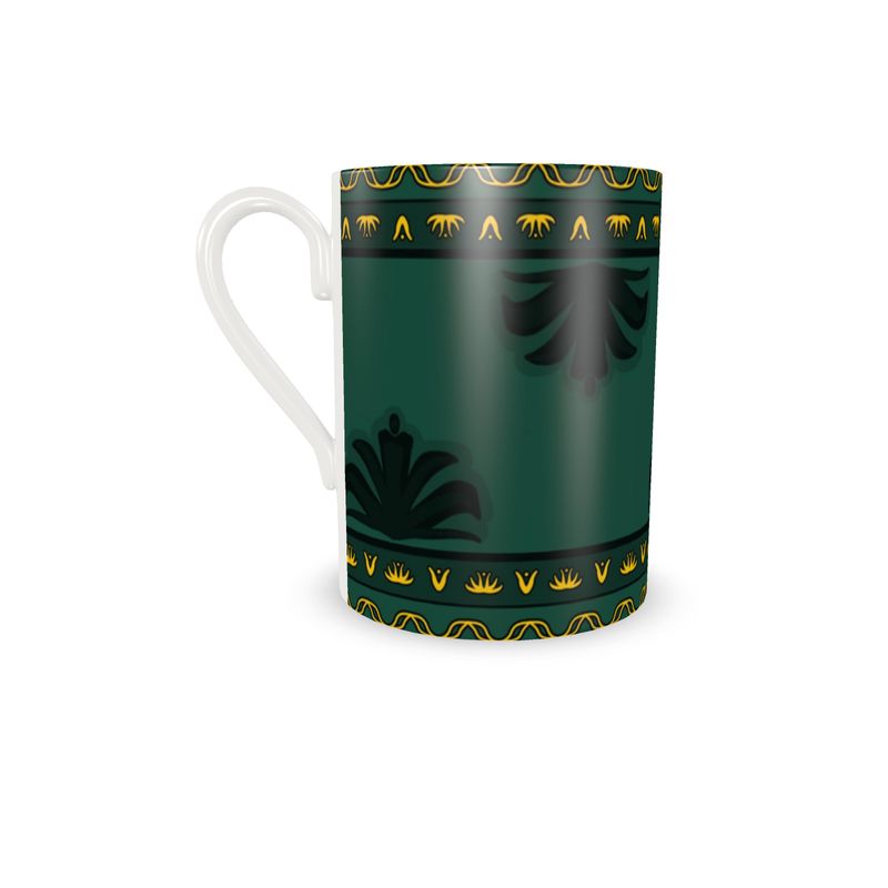Bite Me - Espresso Cup & Saucer in Forest Green and Gold