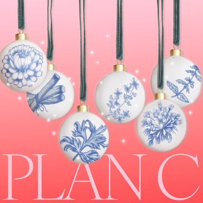 Plan C Bone China Ornament Collection - Set of 6